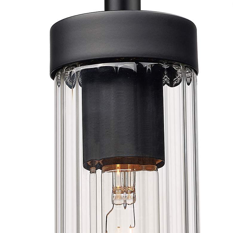Image 3 Beau 4 3/4" Wide Matte Black Mini Pendant with Ribbed Glass more views