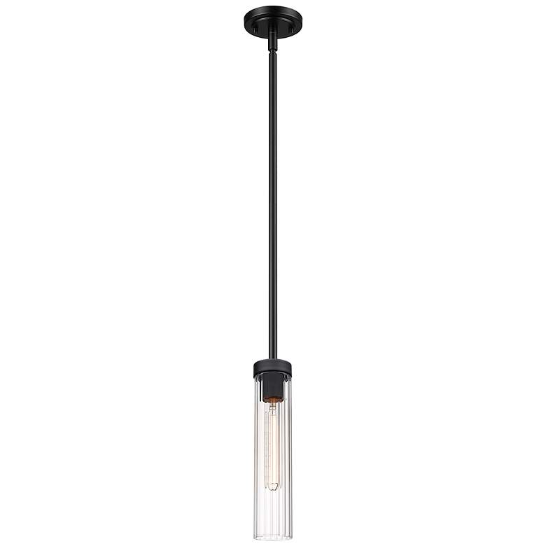 Image 5 Beau 4 3/4" Wide Matte Black Mini Pendant with Ribbed Glass more views