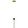 2_Beau 4 3/4" Wide Rubbed Brass Cylinder Mini Pendant