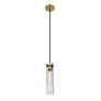5_Beau 4 3/4" Wide Rubbed Brass Cylinder Mini Pendant more views