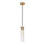 6_Beau 4 3/4" Wide Rubbed Brass Cylinder Mini Pendant more views