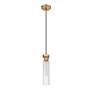 Beau 4 3/4" Wide Rubbed Brass Cylinder Mini Pendant