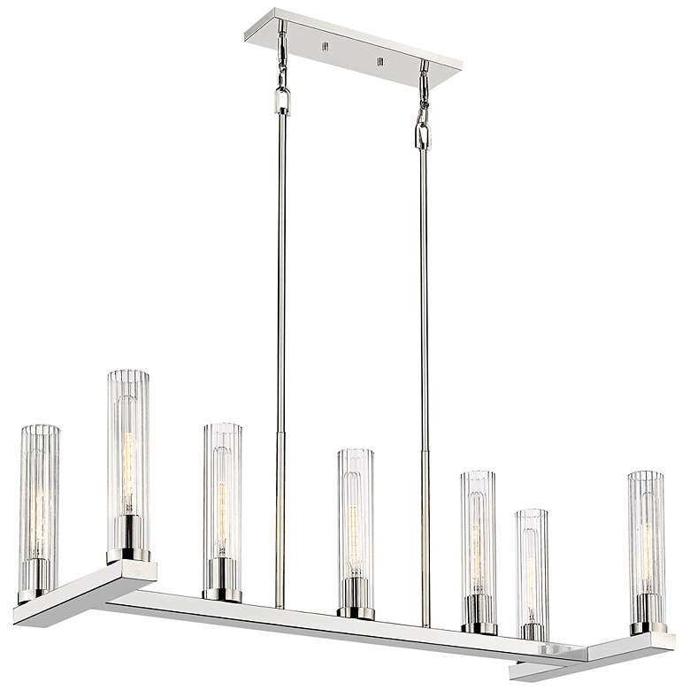 Image 2 Beau 44" Wide Polished Nickel 7-Light Linear Island Pendant