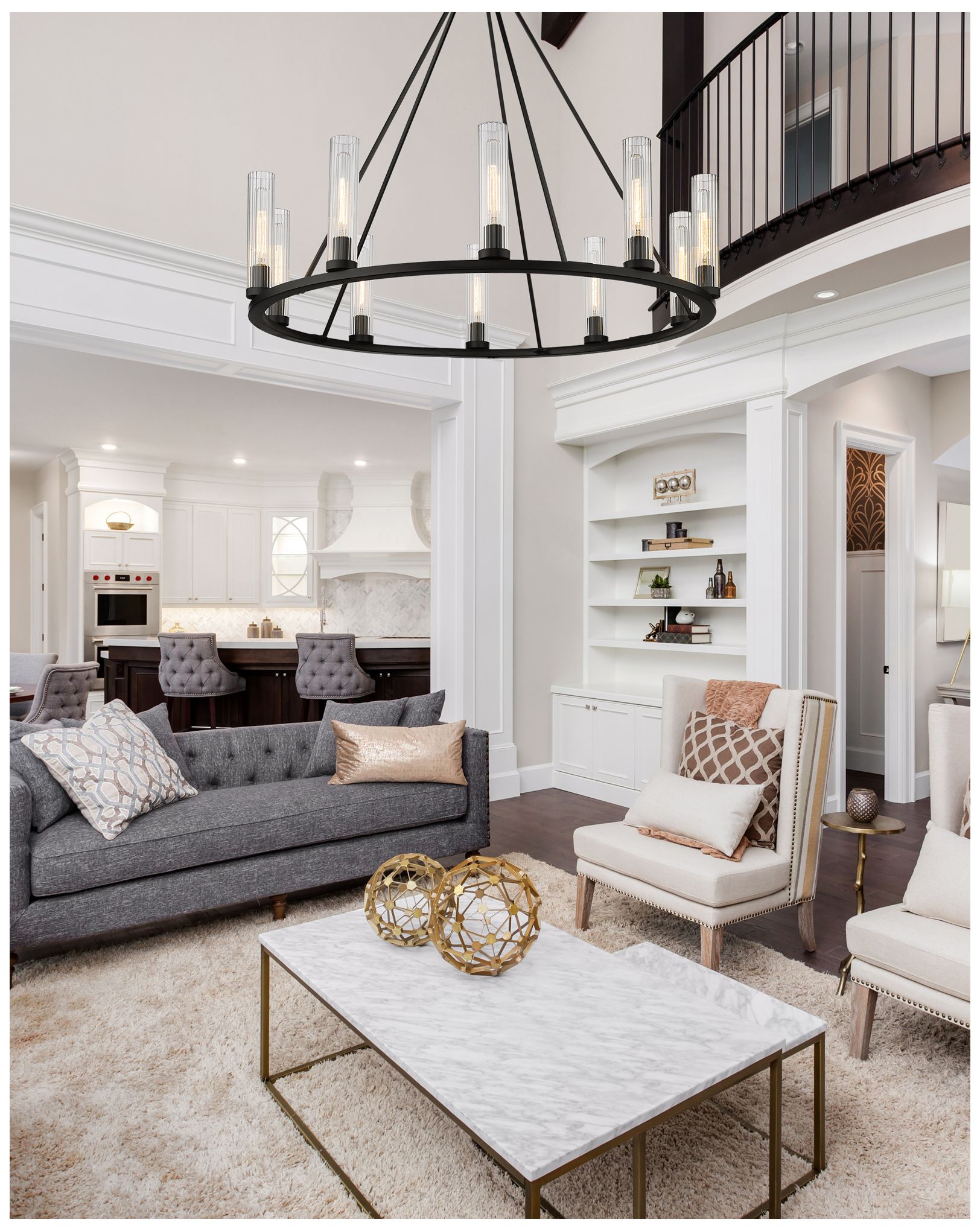 Image 2 Beau 46" Wide Bronze 10-Light Ring-Round Chandelier more views