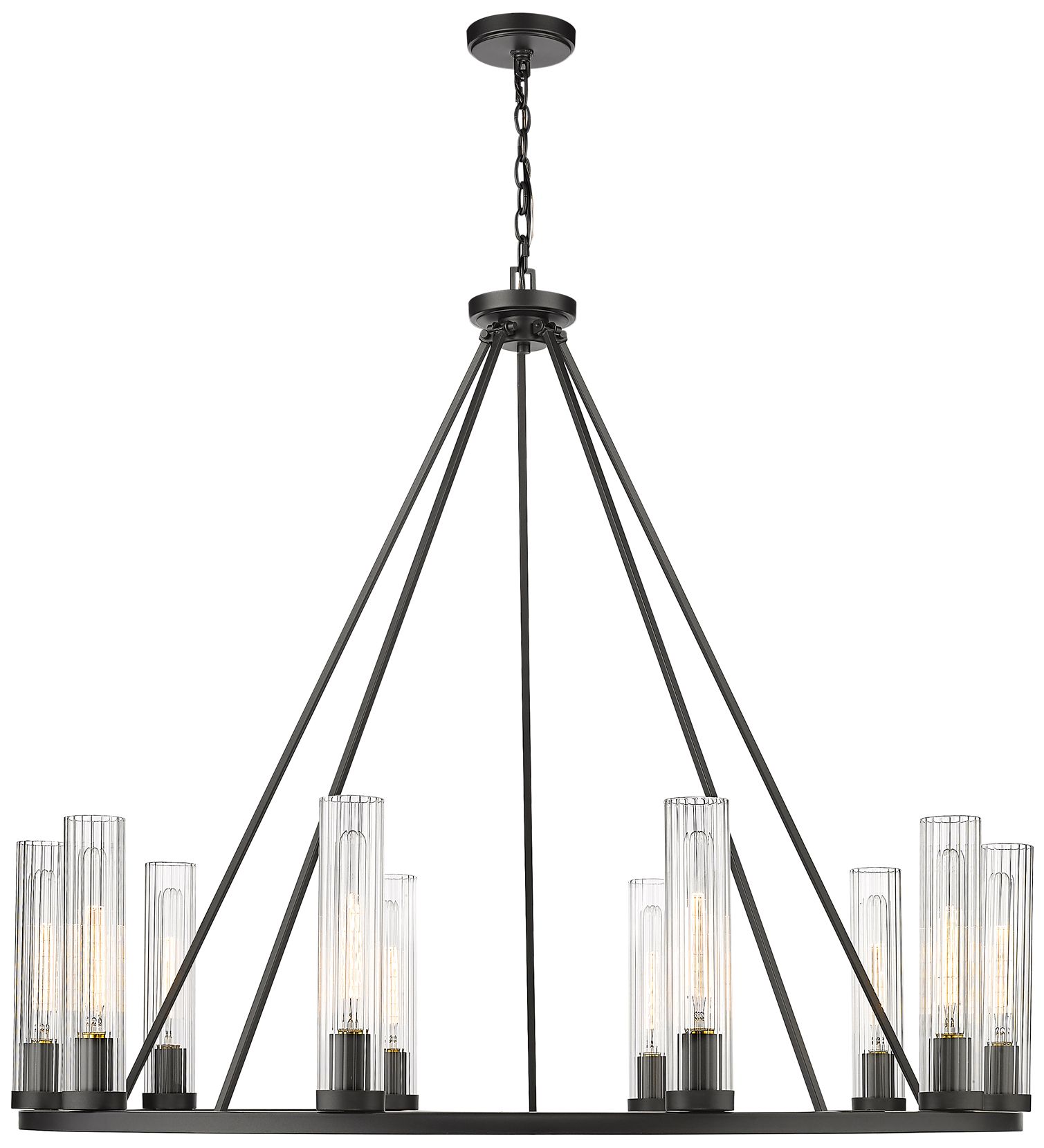 Image 4 Beau 46" Wide Bronze 10-Light Ring-Round Chandelier more views