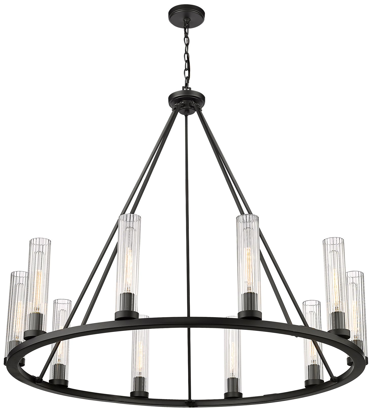 Image 5 Beau 46" Wide Bronze 10-Light Ring-Round Chandelier more views