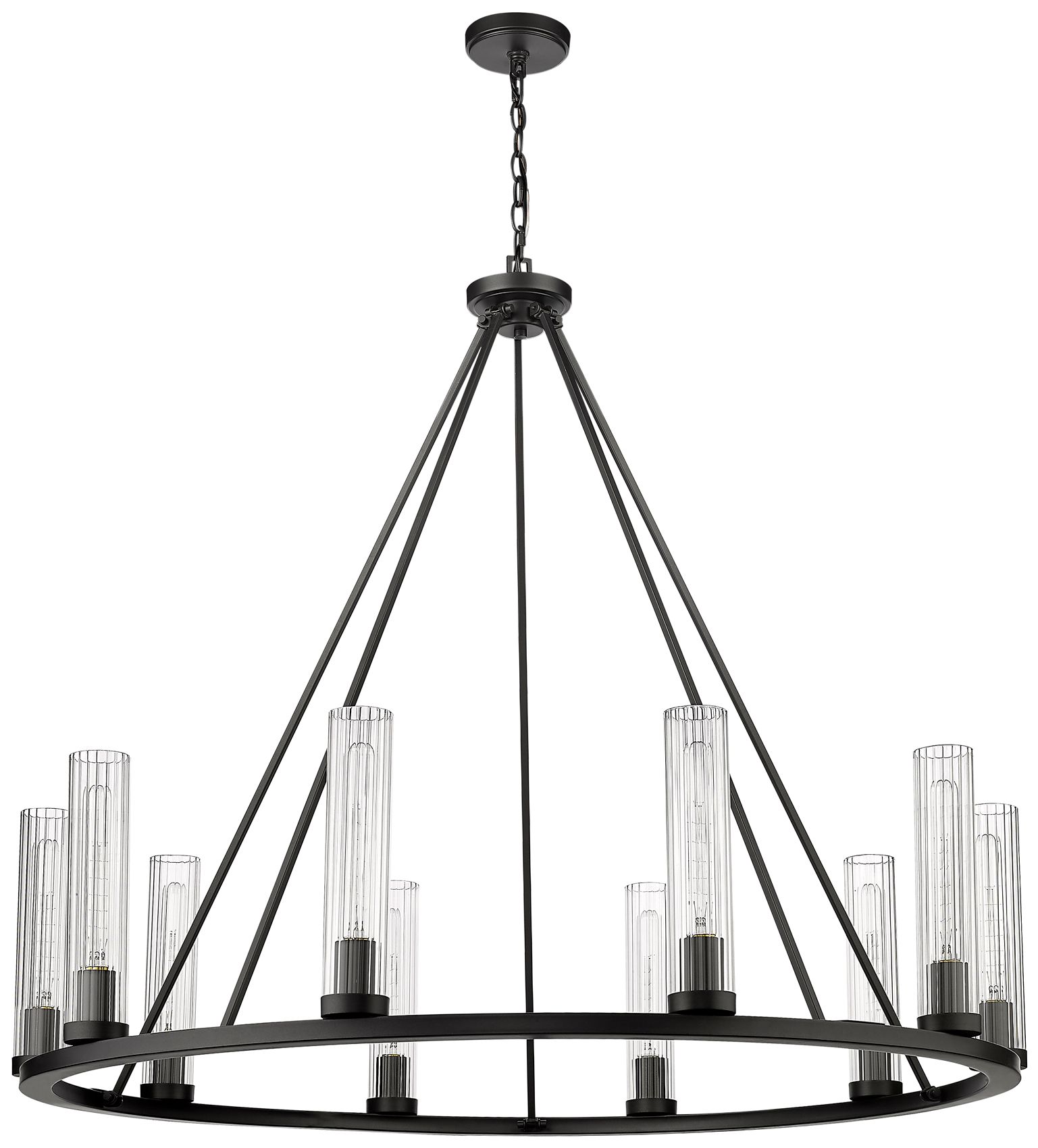 Image 7 Beau 46" Wide Bronze 10-Light Ring-Round Chandelier more views