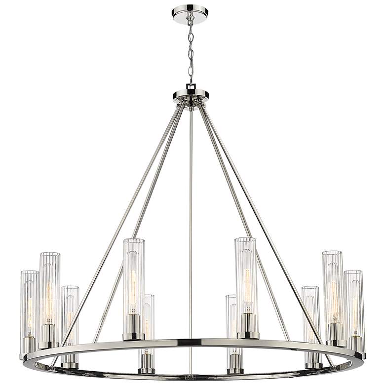 Image 1 Beau 46" Wide Polished Nickel 10-Light Ring-Round Chandelier