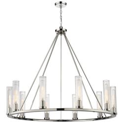 Beau 46&quot; Wide Polished Nickel 10-Light Ring-Round Chandelier
