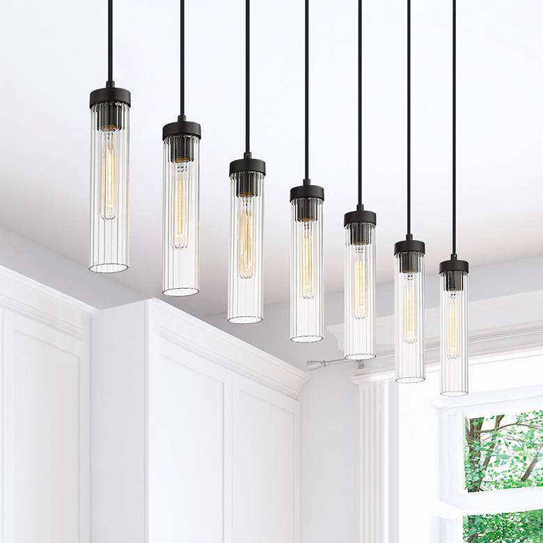 Image 1 Beau 54" Wide Matte Black 7-Light Linear Pendant