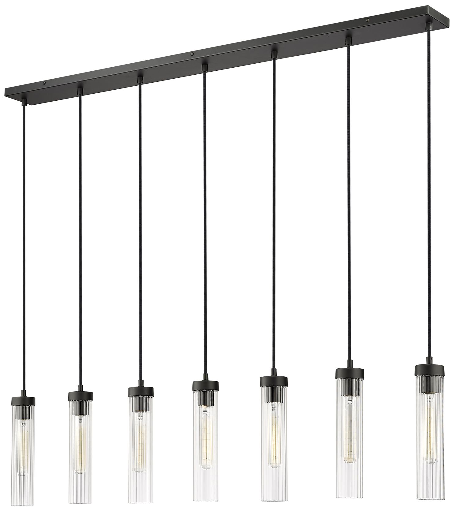 Beau 54" Wide Matte Black 7-Light Linear Pendant