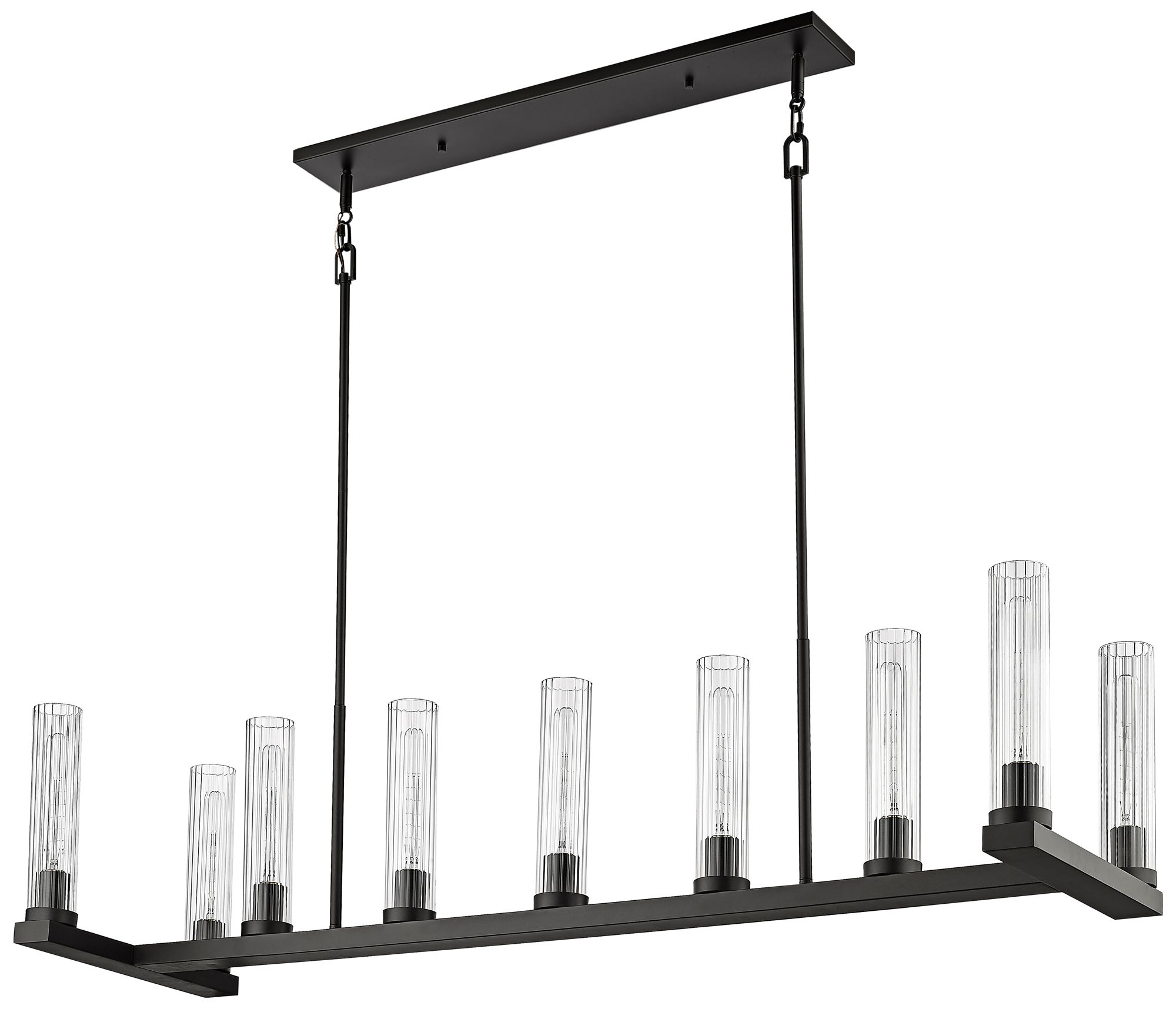 Beau 56" Wide Bronze 9-Light Linear Chandelier in scene