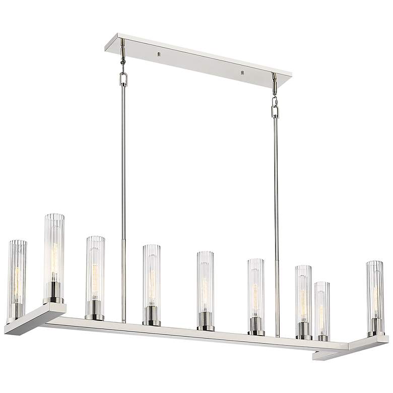 Image 2 Beau 56" Wide Polished Nickel 9-Light Linear Chandelier