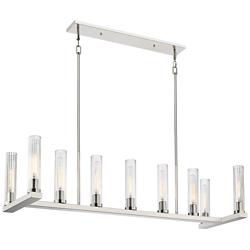 Beau 56" Wide Polished Nickel 9-Light Linear Chandelier