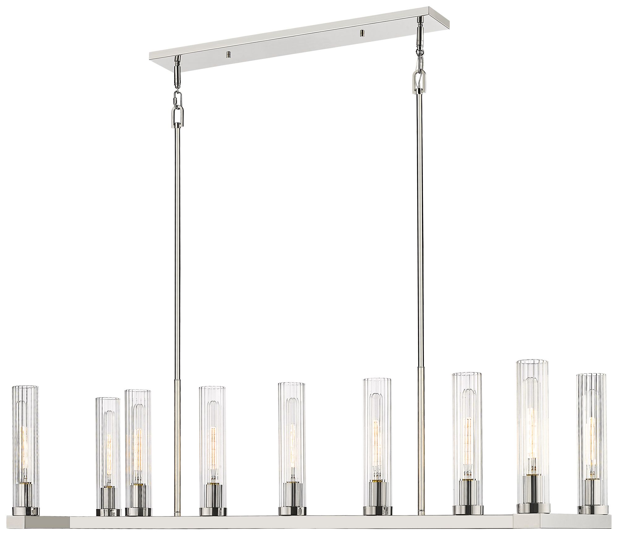 Image 6 Beau 56" Wide Polished Nickel 9-Light Linear Chandelier more views