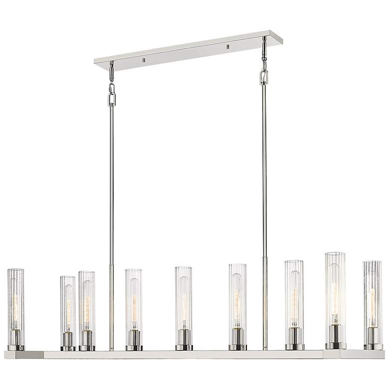 Image 6 Beau 56" Wide Polished Nickel 9-Light Linear Chandelier more views