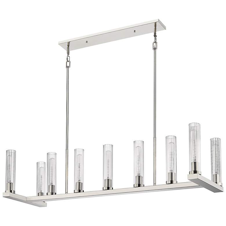 Image 7 Beau 56" Wide Polished Nickel 9-Light Linear Chandelier more views