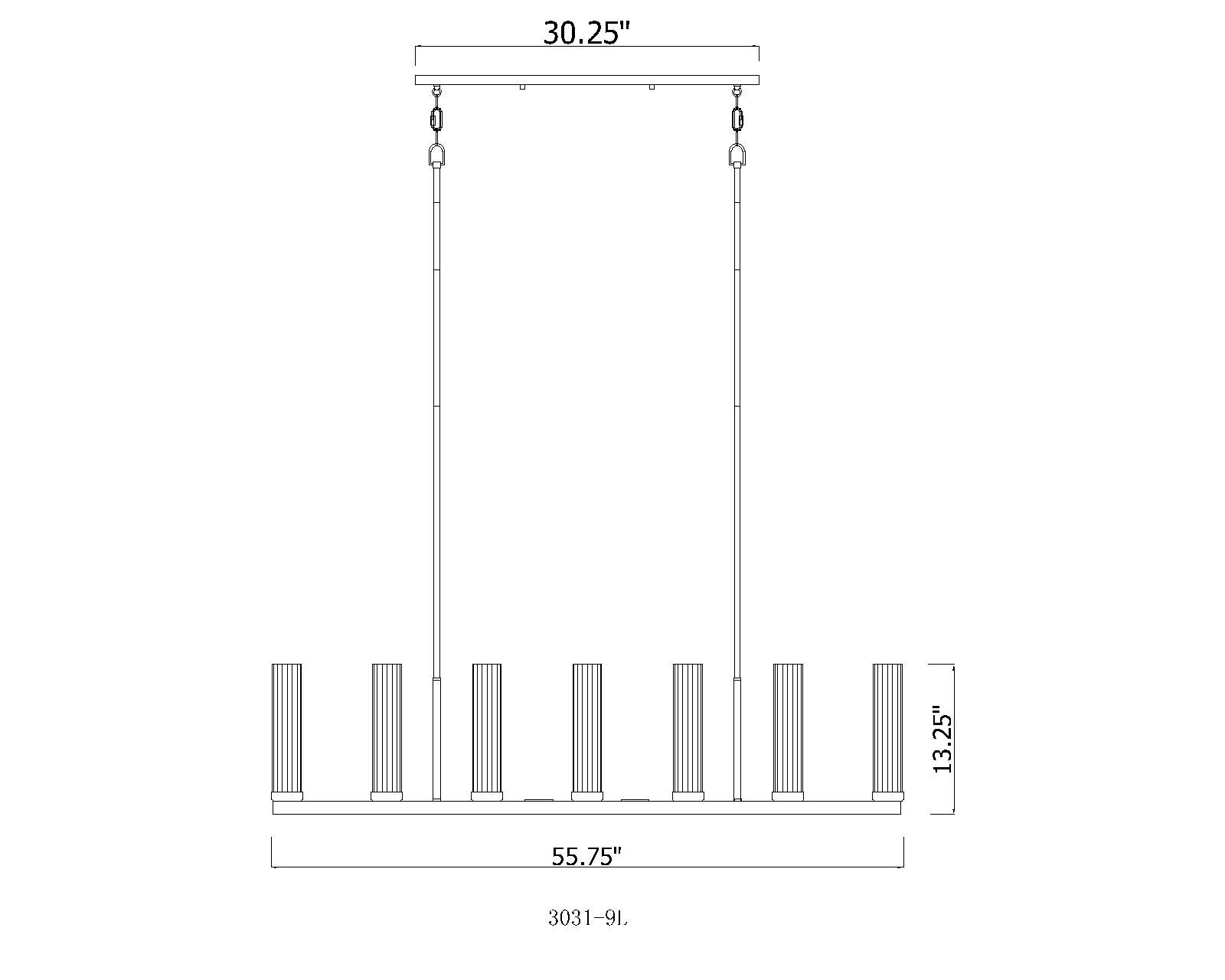 Beau 56" Wide Polished Nickel 9-Light Linear Chandelier in scene