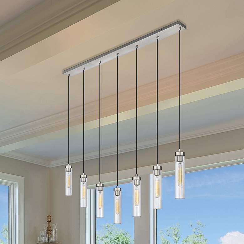Image 1 Beau by Z-Lite Brushed Nickel 7 Light Linear Chandelier