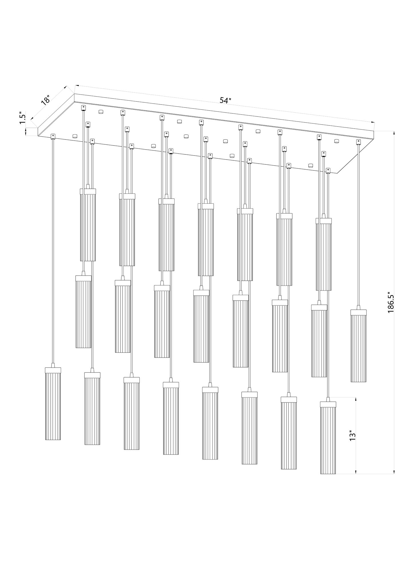 Beau by Z-Lite Matte Black 23 Light Linear Chandelier