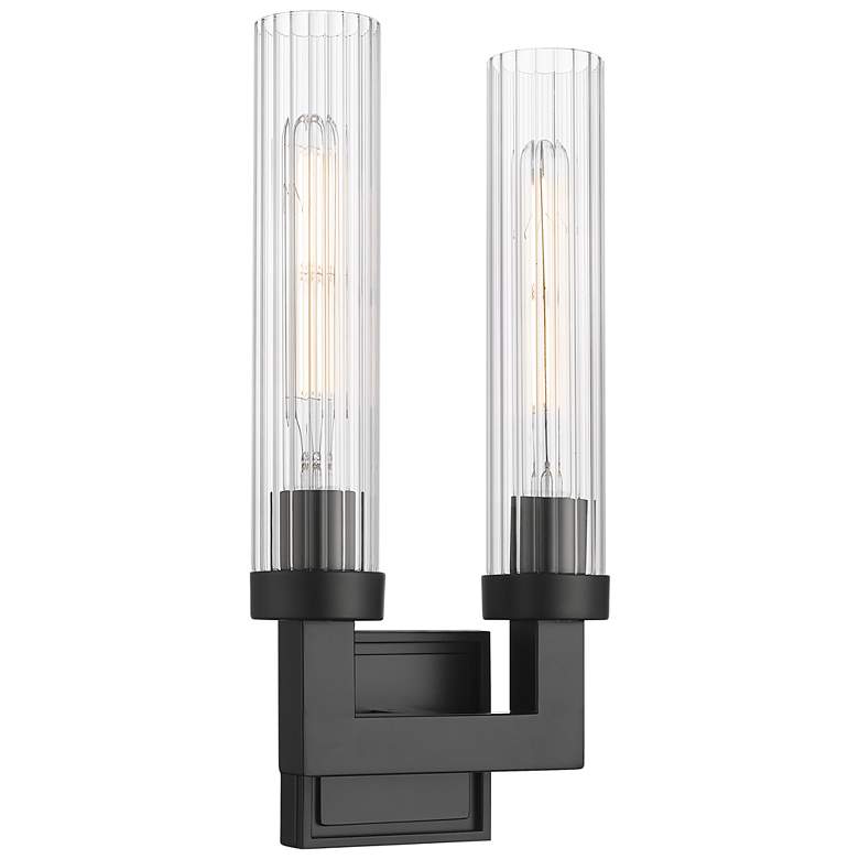 Image 1 Beau by Z-Lite Matte Black 4 inch 2 Light Wall Sconce