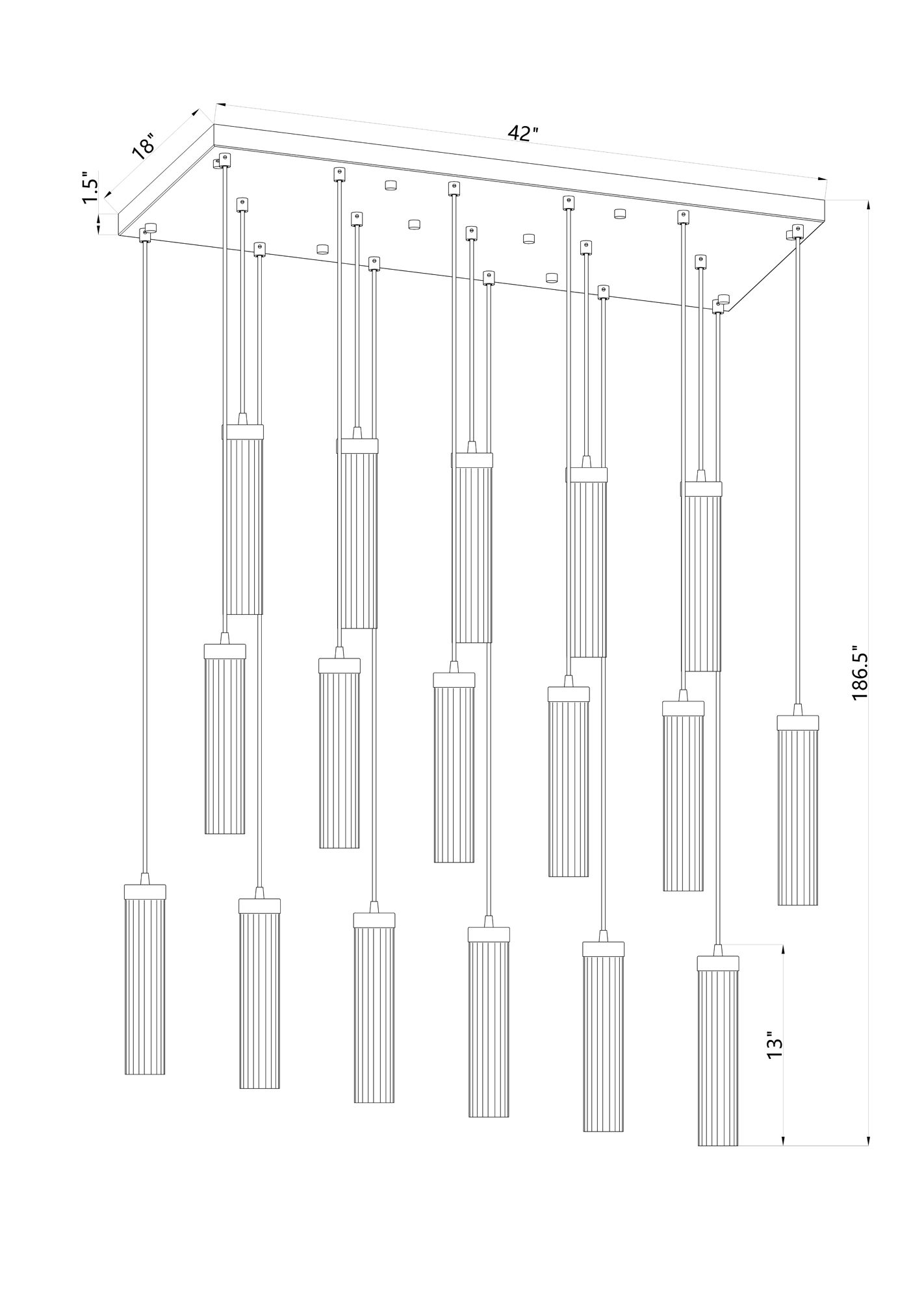 Beau by Z-Lite Rubbed Brass 17 Light Linear Chandelier