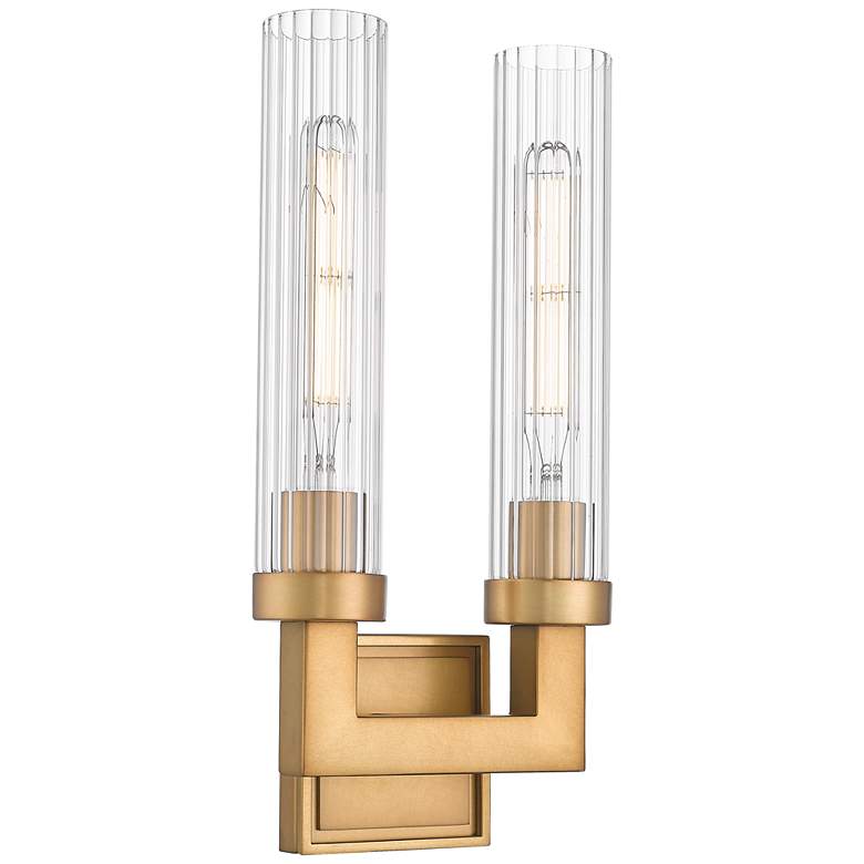 Image 1 Beau by Z-Lite Rubbed Brass 4 inch 2 Light Wall Sconce