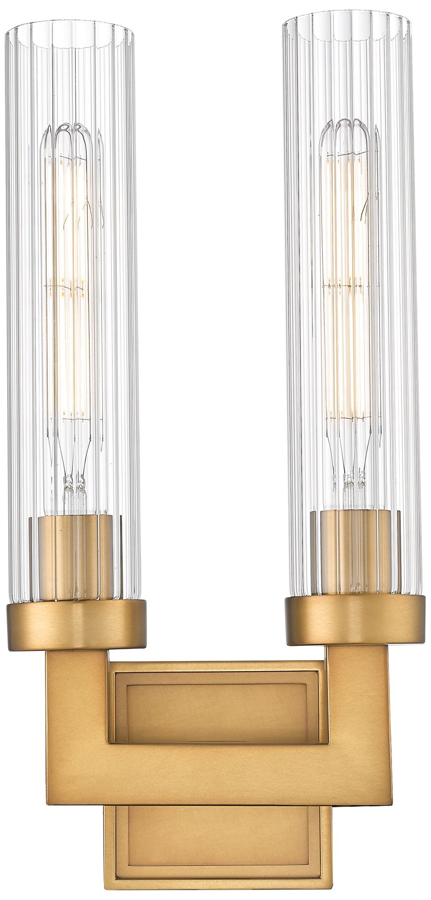 Image 6 Beau by Z-Lite Rubbed Brass 4 inch 2 Light Wall Sconce more views