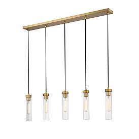 Image5 of Beau by Z-Lite Rubbed Brass 5 Light Linear Chandelier more views