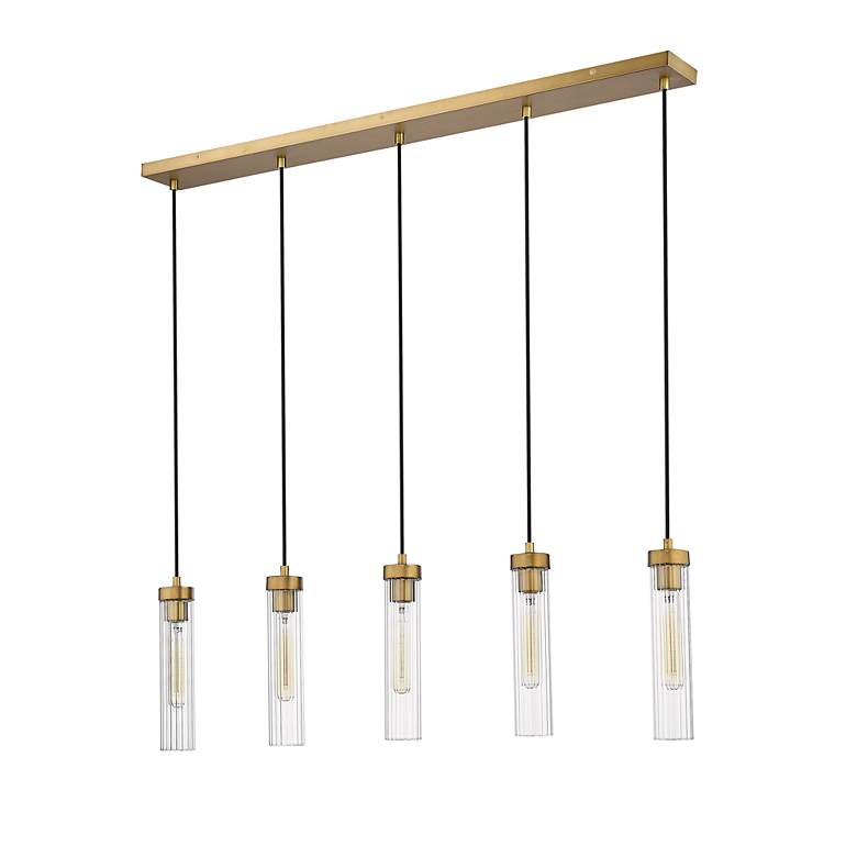 Image 7 Beau by Z-Lite Rubbed Brass 5 Light Linear Chandelier more views