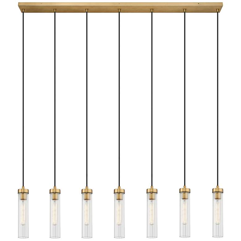 Image 2 Beau by Z-Lite Rubbed Brass 7 Light Linear Chandelier
