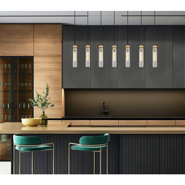 Image 3 Beau by Z-Lite Rubbed Brass 7 Light Linear Chandelier more views
