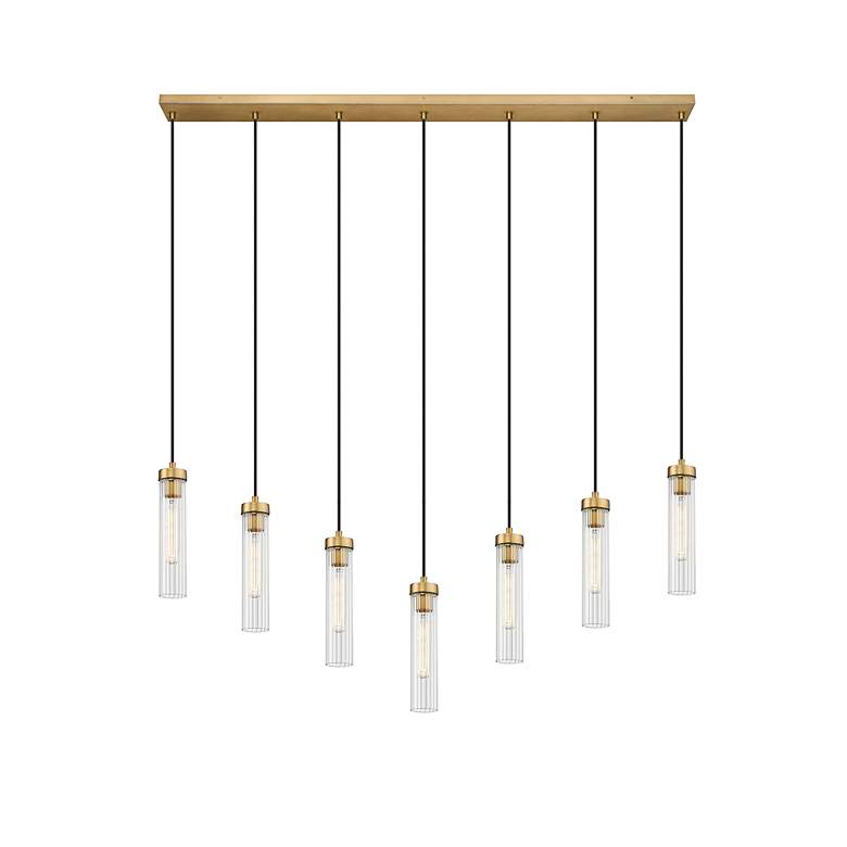 Image 5 Beau by Z-Lite Rubbed Brass 7 Light Linear Chandelier more views