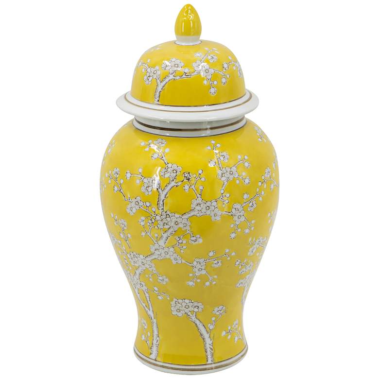 Image 2 Beauchamp 19 1/2"H Yellow and White Plum Blossom Ginger Jar