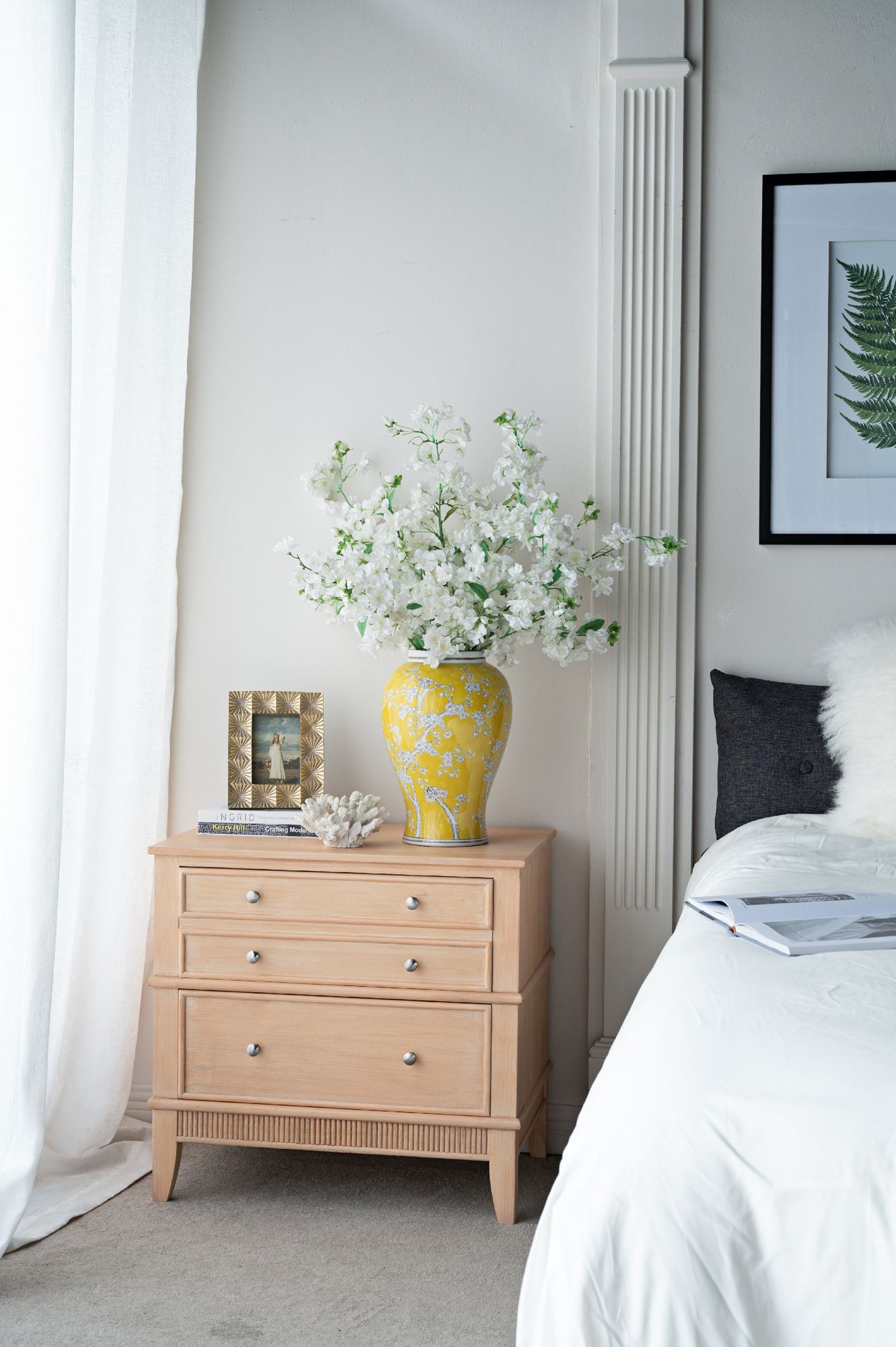 Beauchamp 19 1/2"H Yellow and White Plum Blossom Ginger Jar