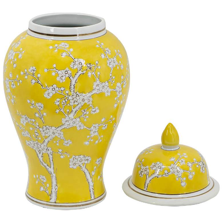 Image 6 Beauchamp 19 1/2"H Yellow and White Plum Blossom Ginger Jar more views