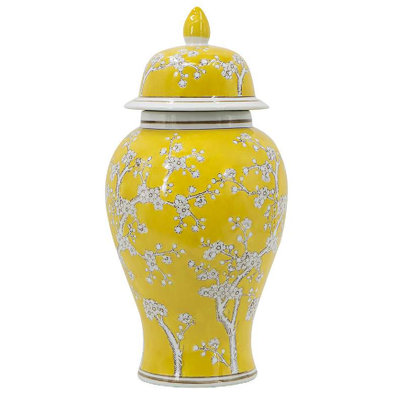 Image 7 Beauchamp 19 1/2"H Yellow and White Plum Blossom Ginger Jar more views