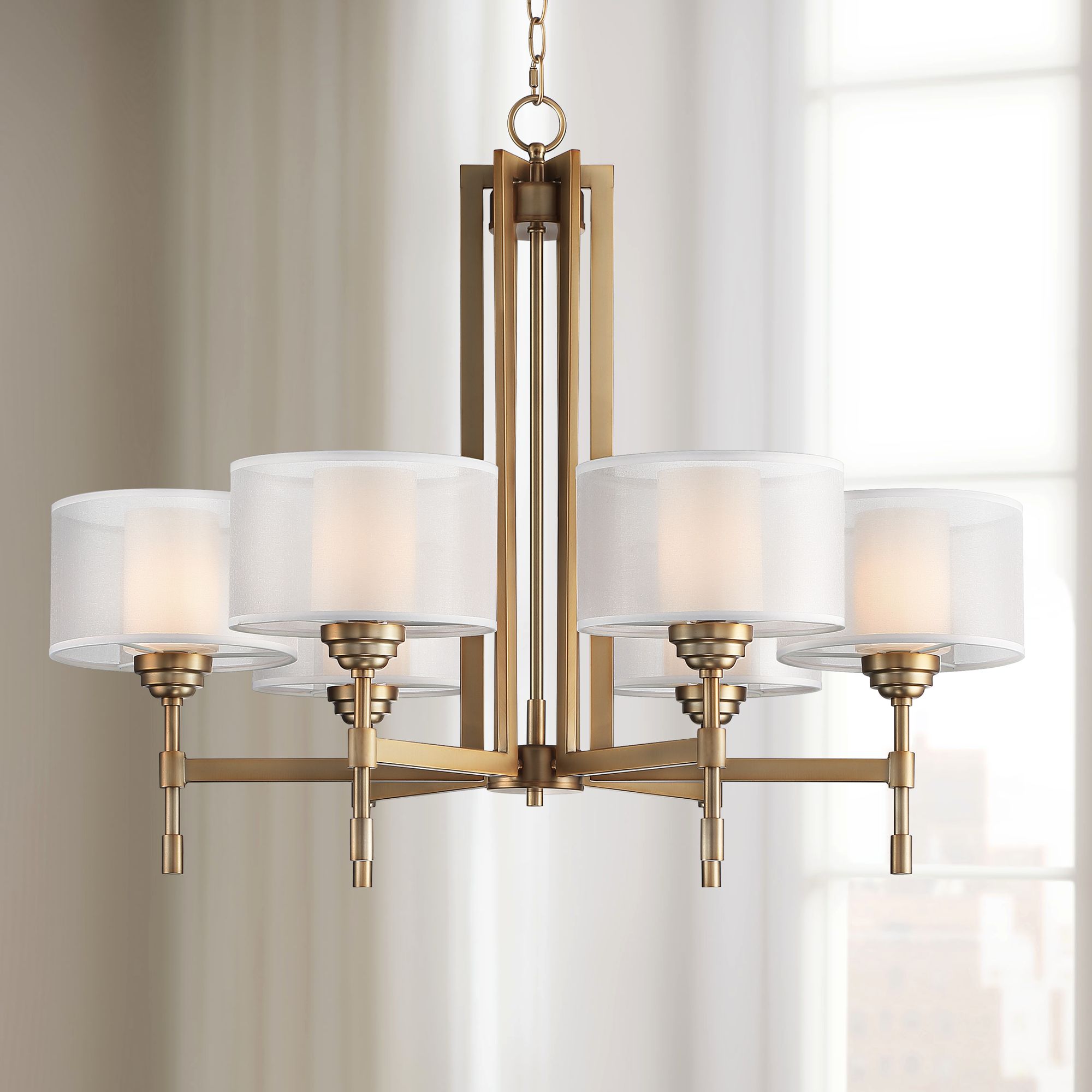 multiple lamp shade chandelier