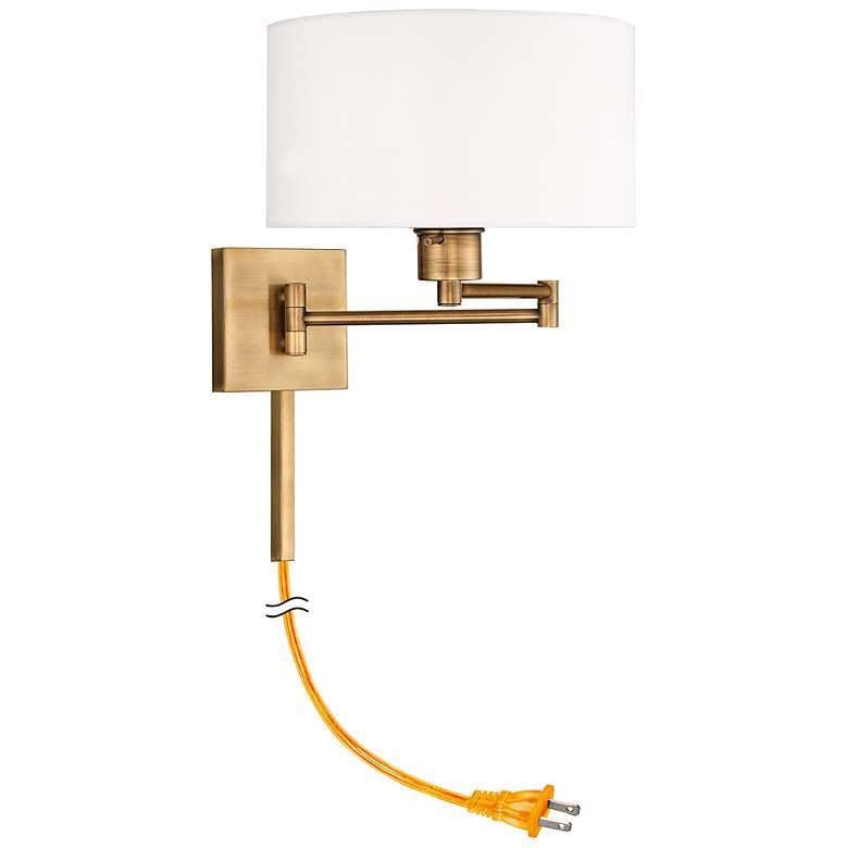 Image 7 Beauchamp Antique Brass Swing Arm Wall Lamp more views