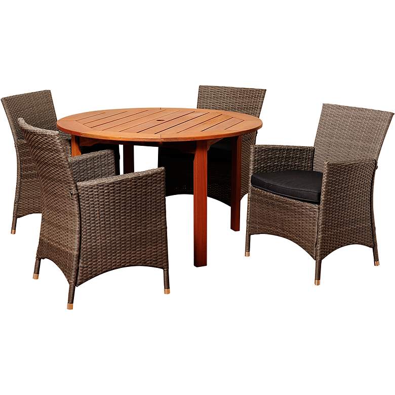 Image 1 Beauchamp Gray Wicker 5-Piece Round Patio Dining Set