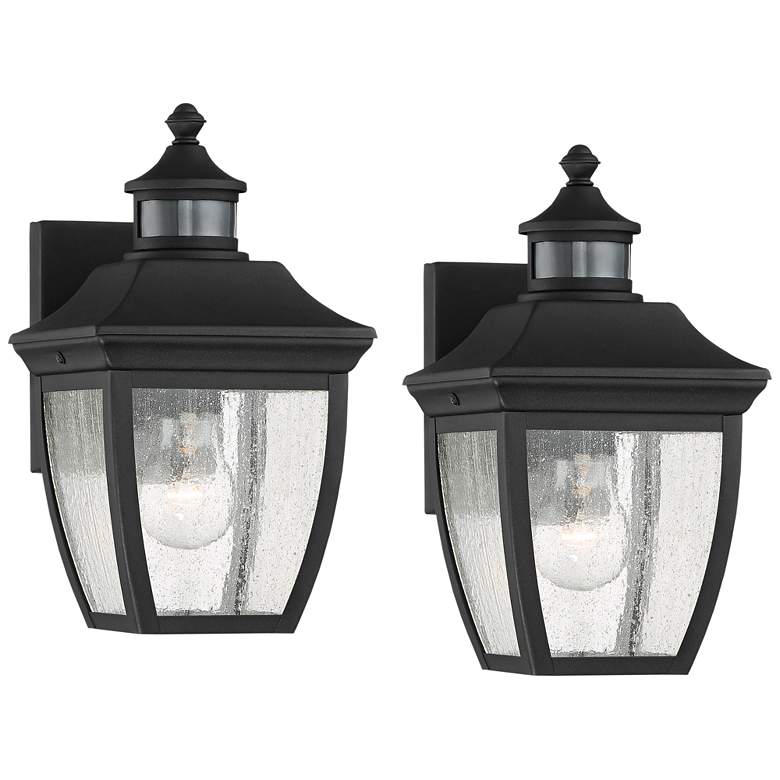 Image 1 Beaufort 12 inch High Black Motion Sensor Outdoor Wall Light Set of 2