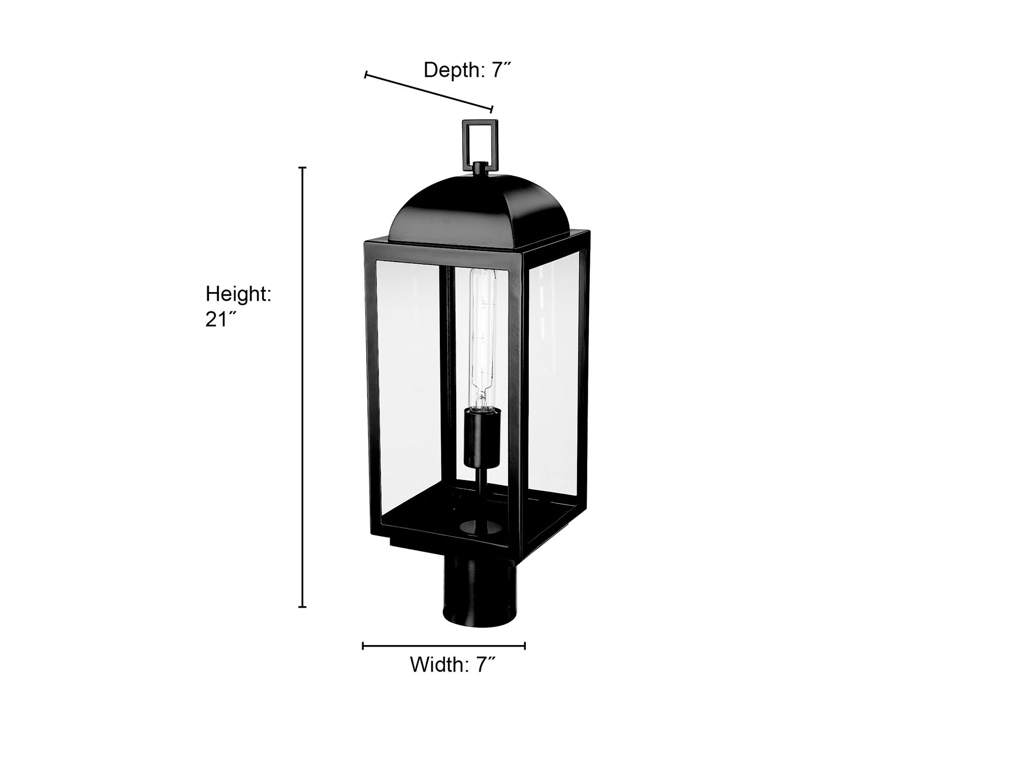 Beaufort 21.25" High Outdoor Post Lantern in Powder Coated Black