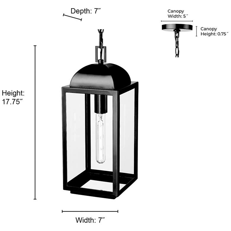 Image 6 Beaufort 7" Wide 1-Light Outdoor Hanging Lantern in Powder Coated Black more views
