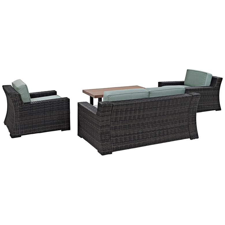 Image 3 Beaufort Blue and Brown Wicker 4-Piece Outdoor Patio Set more views