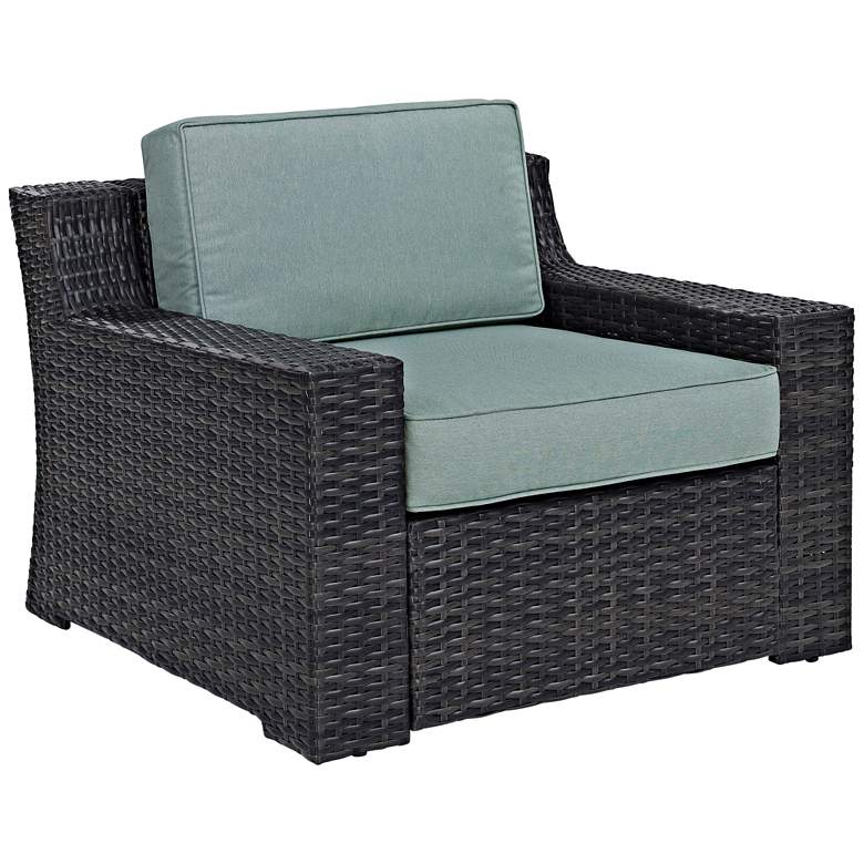 Image 3 Beaufort Mist Light Blue and Brown Wicker Outdoor Armchair more views