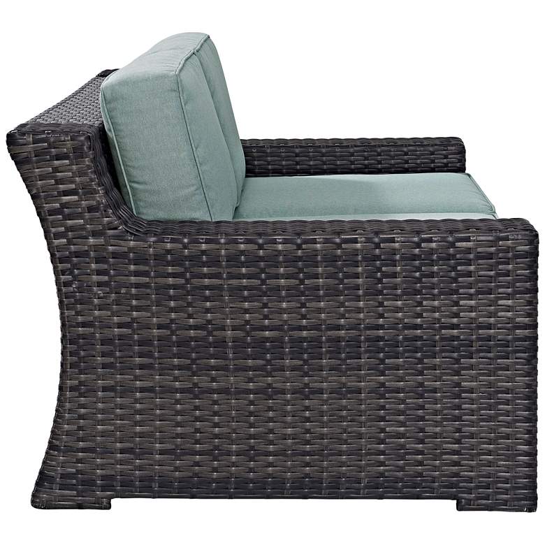 Image 4 Beaufort Mist Light Blue and Brown Wicker Outdoor Loveseat more views