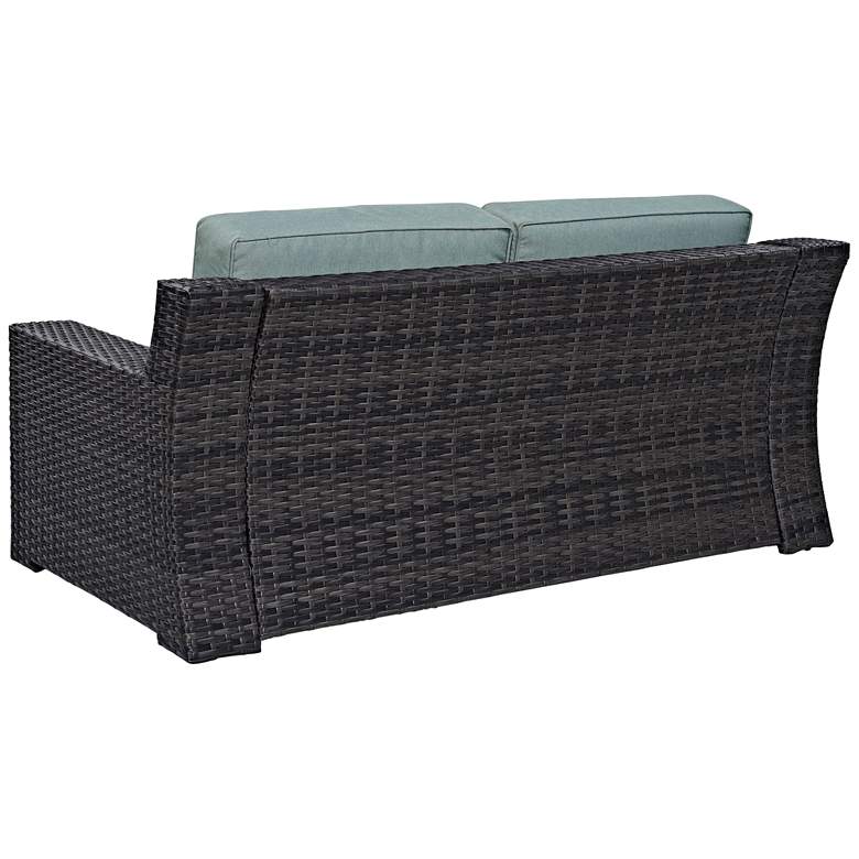 Image 5 Beaufort Mist Light Blue and Brown Wicker Outdoor Loveseat more views
