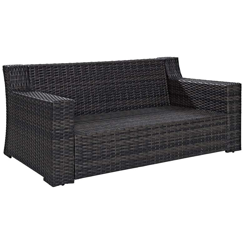 Image 6 Beaufort Mist Light Blue and Brown Wicker Outdoor Loveseat more views