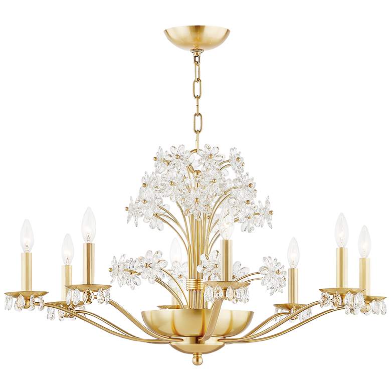 Image 2 Beaumont 10-Light Aged Brass Chandelier with Clear Shade