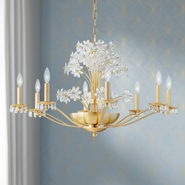 Image 1 Beaumont 10-Light Aged Brass Chandelier with Clear Shade